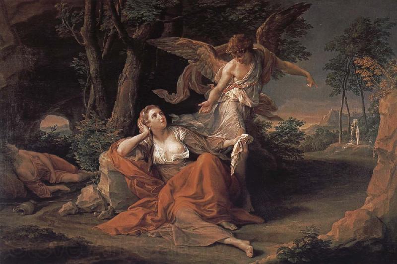 Pompeo Batoni Angels coming out in the desert in front of the Hagar